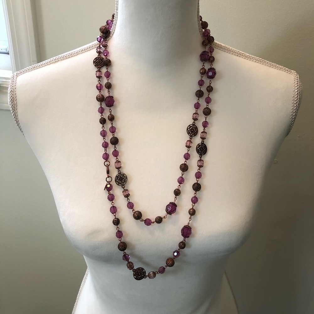 Women's purple necklace & earring set